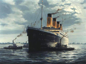 Maqueta de barco de artesanía náutica del Transatlántico Titanic